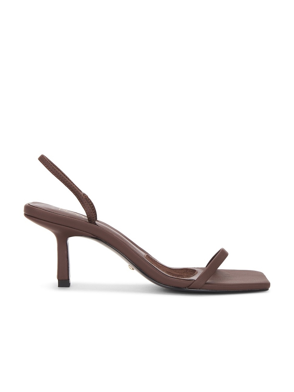 RAYE Chocolate Brown Minimalist Strappy Square-Toe Heels